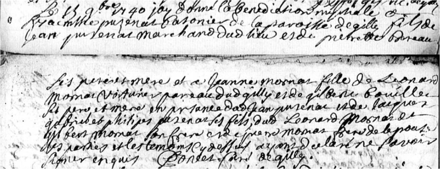 mariage du 15 novembre 1740