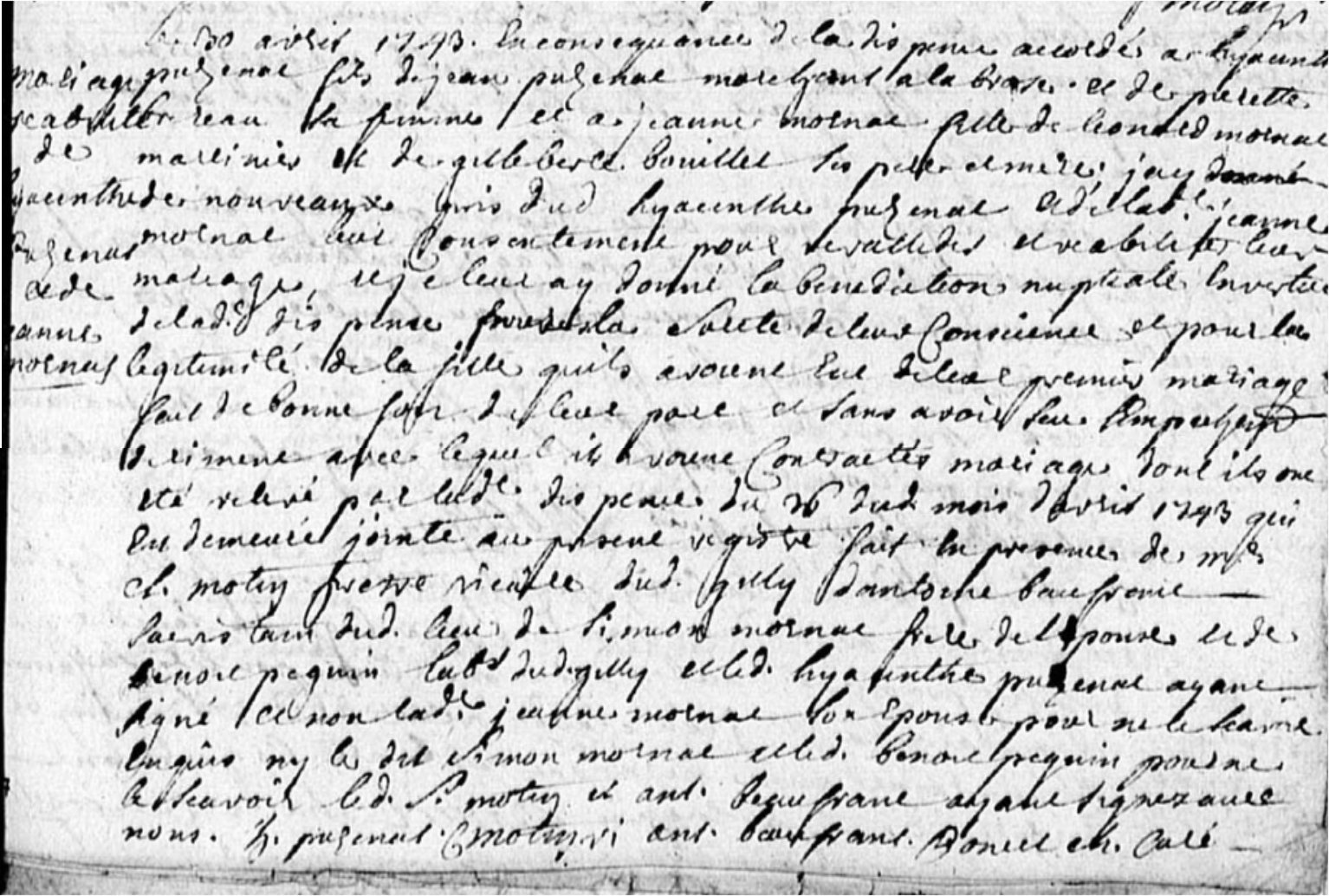 mariage du 30 avril 1743